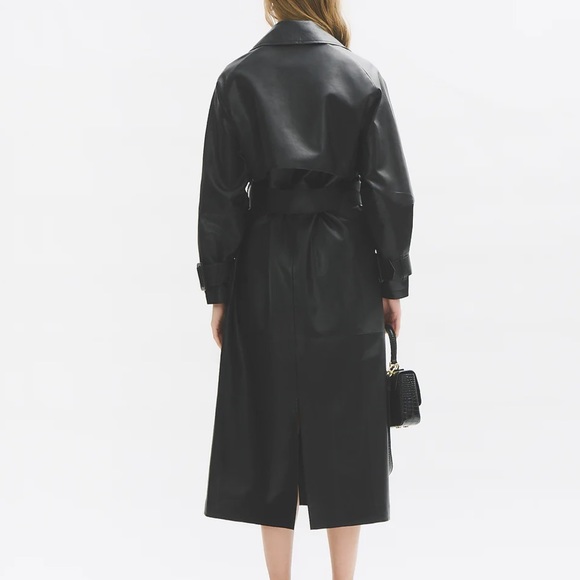 NWT Each Other x Elizabeth Sulcer Long Oversize Vegan Leather Trench Coat - Picture 4 of 10